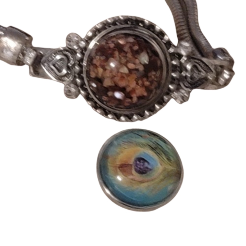 Brown marbled bracelet & Peacock detachable Interchangeable 2 different looks